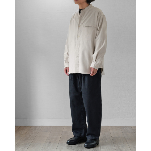 25AW STILL BY HAND バンドカラーシャツ コットンピケ 黒 46 25AW STILL BY HAND バンドカラーシャツ コットンピケ 黒 46
