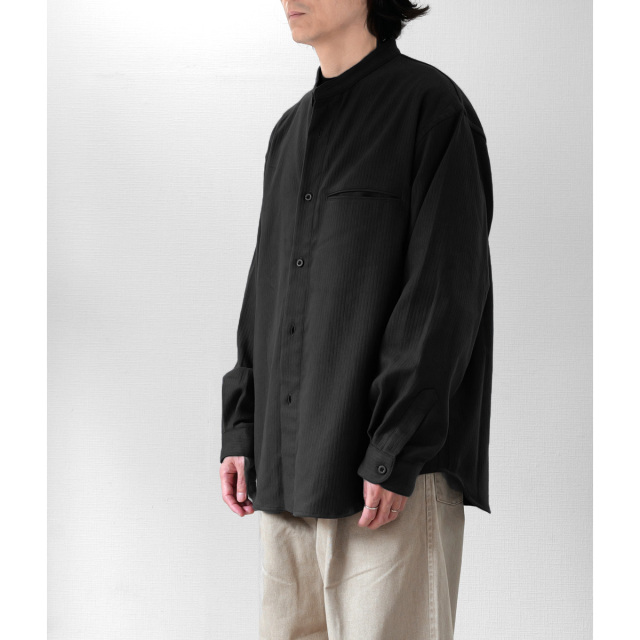 25AW STILL BY HAND バンドカラーシャツ コットンピケ 黒 46 25AW