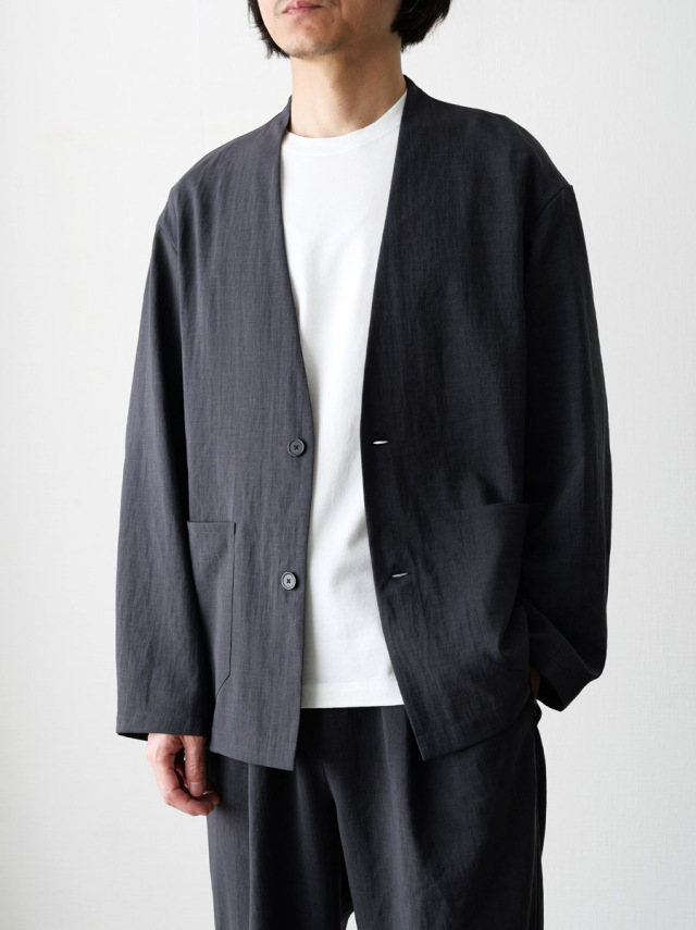 LAMOND ラモンド LM-O-113 No Collar Shari Jacket ノーカラーシャリ