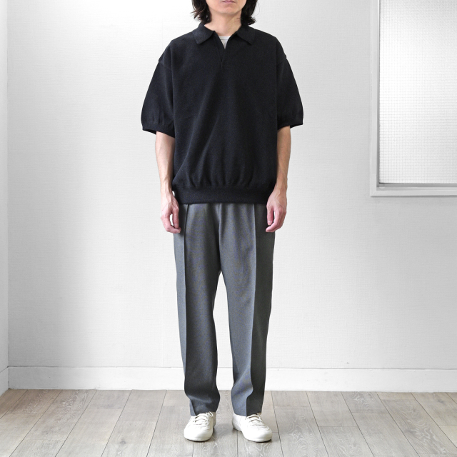 crepuscule Moss Stitch Polo Black - Mens | rroomm
